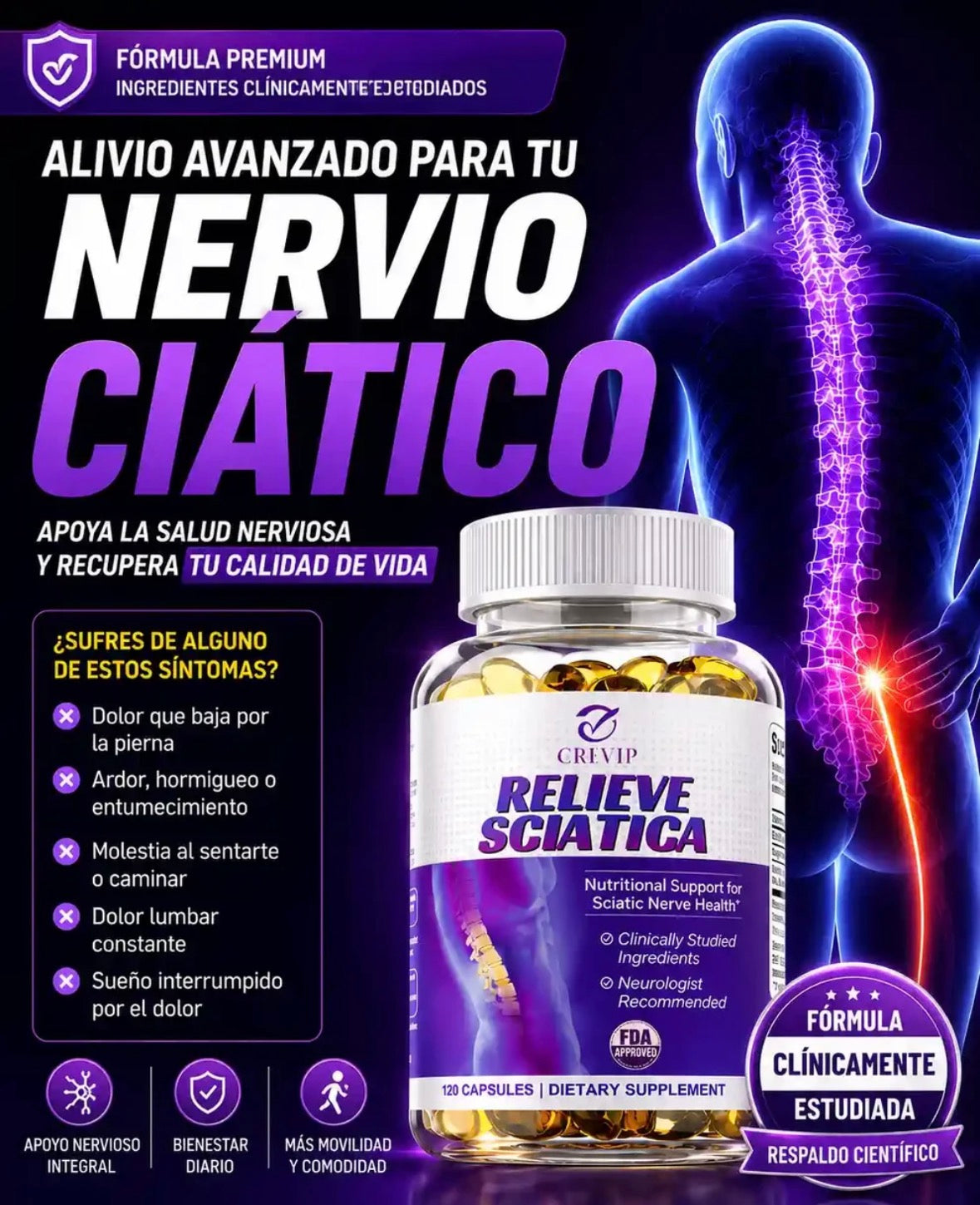 Relieve sciatica 120 caps nerve